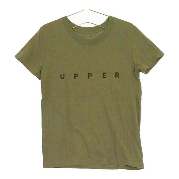 【30669】 upper heights アッパーハイツ 半袖Tシャツ カットソー モスグリーン カジュアル シンプル 胸ロゴ入り 丸首 レディース