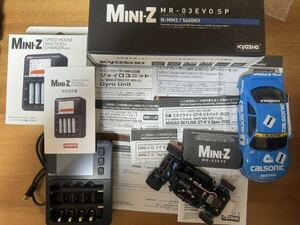 ミニッツ MR03 EVO 青缶 オプション付き本体、京商充電器、ICSアダプター、スペアパーツ多数、ミニッツ用工具セット、バッグなどの中古