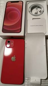 バッテリー100％ ほぼ未使用 数時間のみ iPhone12 赤 レッド RED SIMロック解除