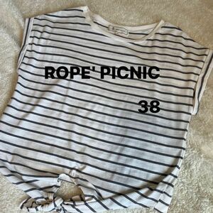 ロペピクニック　Tシャツ カットソー 半袖 ボーダー 38 グレー＆ホワイト