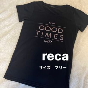 レカ　reca ロゴTシャツ　ブラック　サイズフリー