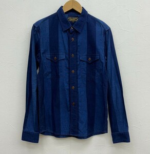  хорошая вещь LOST CONTROL Lost контроль индиго полоса длинный рукав рубашка work shirt 1(S) мужской сделано в Японии рубашка с длинным рукавом / Rude Gallery / гель ga