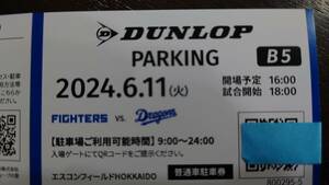 駐車券B5エリア　年間指定駐車券　６/11（火）エスコンフィールド