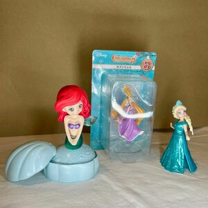 ディズニー プリンセスフィギュア3点 ラプンツェル アリエル エルサ 開封品 Disney 