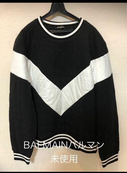 BALMAIN Vライン バイカラークルーネック プルオーバー Lサイズ 定価10万