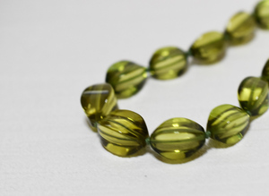 Ж100~litoania production natural green amber 4 surface rice cut gradation amber 47.6. necklace 