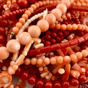 A05-0011 おまとめ☆サンゴアクセサリー 約340g ( 珊瑚 赤 Choral 朱 丸玉 彫刻 necklace 帯留め accessory )の画像3