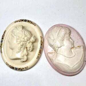 L05-0047 2点SET☆コンクシェルカメオルース 総重量39.4g 197.0ct ( コンクシェル カメオ CAMEO 貴婦人 ペンダントトップ アクセサリー )