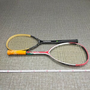 す1658 テニスラケット YONEX ヨネックス 軟式 ARMORBLADE アーマ ーブレードCARBONEX カーボネックス 木製 ソフトテニスラケット 2点 