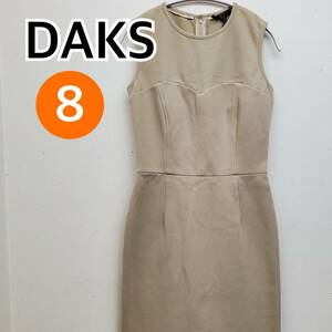 【新品】DAKS ダックス ワンピース 膝丈ワンピース ノースリーブ ベージュ系 レディース 8サイズ【CT260】