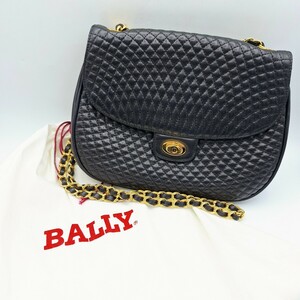 ★美品★ BALLY バリー レディース 肩掛け バッグ チェーンショルダーバッグ ショルダーバッグ キルティング ブラック レザー Bロゴ WK