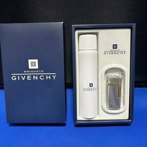 【未使用/長期保管品】GIVENCHY ジバンシー 2400 ガスライター ケース付 シルバーカラー ゴールドライン ローラー 喫煙具