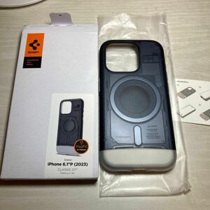 Spigen iPhone 15 Pro ケース クラシック・C1 マグフィット ACS06742 (グラファイト)