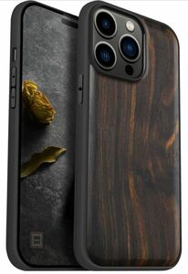 Carveit 木製 iPhone 14 Pro Max 用　ケースMagSafe ウッド (黒い木-天然木目)