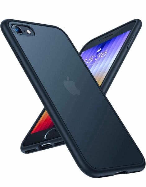 TORRAS iPhone se se2 se3 8 7 ケース 半透明 耐衝撃 マット感 黄ばみなし レンズ保護 ブラック