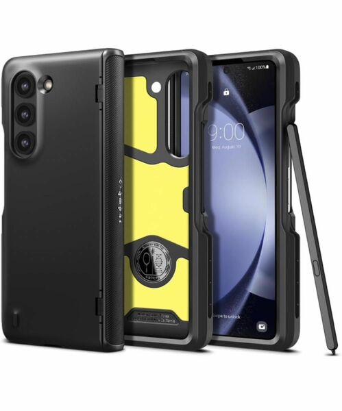 Spigen Galaxy Z Fold5 ケース Sペン収納 スリム・アーマー・プロ ペン (ブラック)