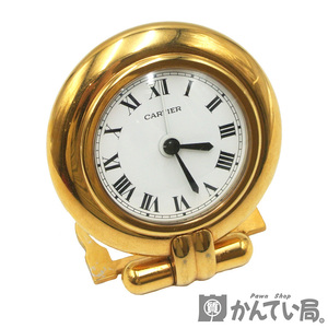 19438 Cartier[ Cartier ] Must ko Rize travel clock bracket clock quarts Gold watch [ used ]USED-BC