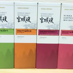 【4本セット】ニッカ シングルモルト宮城峡 三種+グレーンウイスキー ウッディ&メロウ 各180ml瓶 4本セット