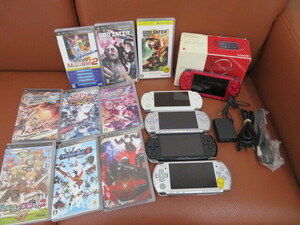 5-12　【PSP】PSP 3000　箱入り　+　PS 3000本体のみ4台　　ソフト9本　まとめ　ジャンク品　 USED品