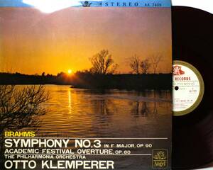 LP AA 7409 赤盤　オットー・クレンペラー　ブラームス　交響曲　第３番　大学祝典序曲　フィルハーモニア 【8商品以上同梱で送料無料】