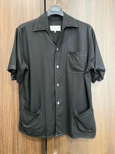 美品　Martin Margiela 10 マルタンマルジェラ 23SS レーヨンツイル 半袖シャツ ブラック S50DR0003 S60495