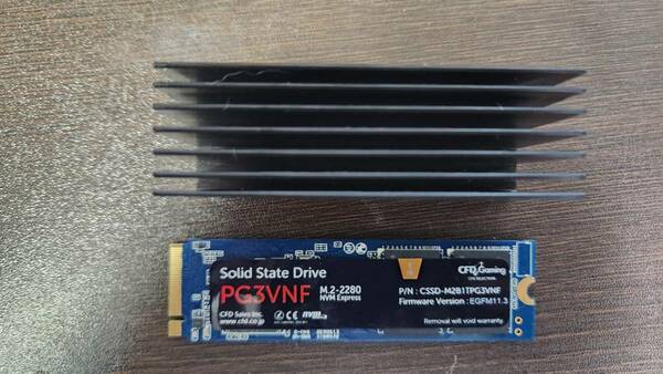 【動作確認 大型ヒートシンク付 送料無料】M.2 2280 (NVMe) 接続 PCIe Gen4x4 SSD CSSD-M2B1TPG3VNF 1TB (読取り最大 5,000MB/秒)