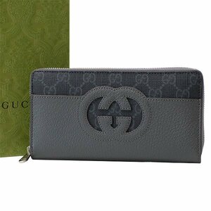 【送料無料】【本物】GUCCI★グッチ★ジップアラウンドウォレット★カットアウト★インターロッキングG★グレー★701423★レザー★長財布★