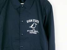サインステイト SIGN STATE コーチジャケット ステンカラー スナップボタン プリント ライトアウター M ネイビー メンズ 中古 /GG_画像4