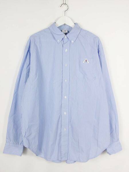 ゲバコ GEVACO ボタンダウンシャツ ストライプ 柄 オーバーサイズ ビッグシャツ 4047W 長袖 38 ライトブルー メンズ レディース 中古 /GG