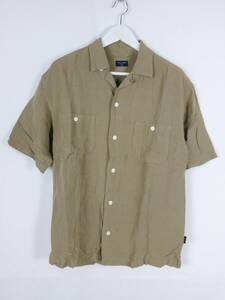 バックナンバー BACK NUMBER リネンブレンドシャツ オープンカラーシャツ 半袖 L ブラウン系 メンズ 中古 /GH