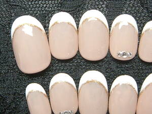 Y* prompt decision [ medium Short ] French * Gold line * simple * artificial nails *377