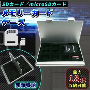 ★メモリーカードケース microSDカードケース 最大18枚収納 アルミ製 両面収納 SDカードケース マイクロSDカードケース 収納