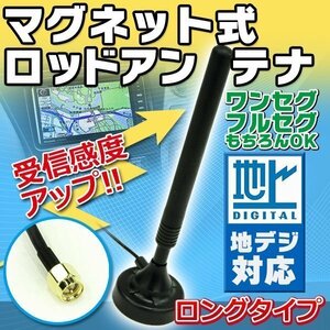 送料無料 マグネット式 高感度 ロッド アンテナ 地デジ機器対応 ワンセグ フルセグ 汎用 後付 地デジ チューナー テレビ受信