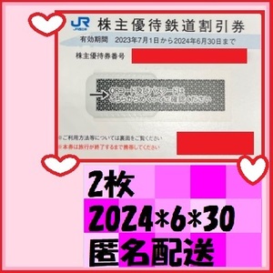 2枚　JR西日本 株主優待鉄道割引券　24*6*30（当日発送は質問欄で） 優待で頂き安心して御使用いただけます