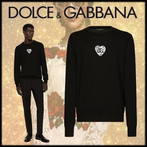 *dolce&gabbana new work present DG Logo + Heart Mark hand made embroidery! crew neck spring summer silk knitted black color 46 long T with the sense super dressing up!!*