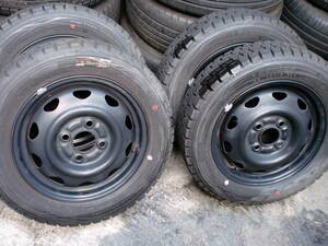 スバル純正鉄ホイール　13×4　PCD100　+45★深溝スタッドレス　155/65R13　4本＃汎用にも