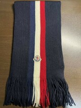 21AW モンクレール トリコロールライン マフラー　ダークネイビー　MONCLER 国内正規品_画像2