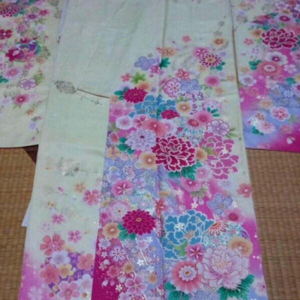 正絹 振袖 長襦袢 刺繍半衿付き 低身長