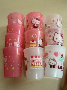  Mini стакан Hello Kitty белый розовый белый пластик 220ml сделано в Японии Inoue промышленность 10 шт. комплект 8.5cm кекс клубника 