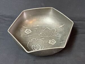 ☆錫製　在銘『継山』造　菓子器 　煎茶道具　茶道具　