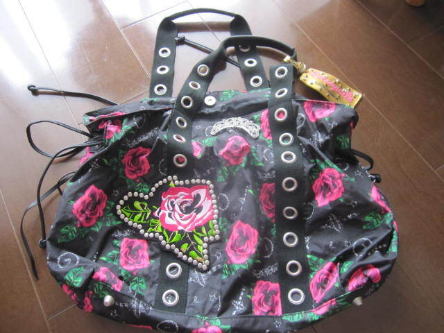 新品 未使用 BETSEY JOHNSON ベッツィージョンソン ボストンバッグ ローズ柄 薔薇 大容量 トラベルバッグ トートバッグ