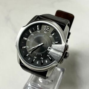 [ actual work ] popular DIESEL diesel DZ-1206 analogue quartz Date black face wristwatch watch leather belt men's dark brown 