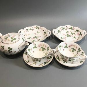 美品 ウェッジウッド ワイルドストロベリー セット カップ&ソーサー ポットWEDGWOOD WILD STRAWBERRY 