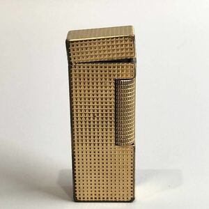 1円〜 dunhill ダンヒル スクエア ダイヤモンド柄 ライター ガスライター ゴールド ローラー式 スイス製 喫煙具 着火未確認 ジャンク 