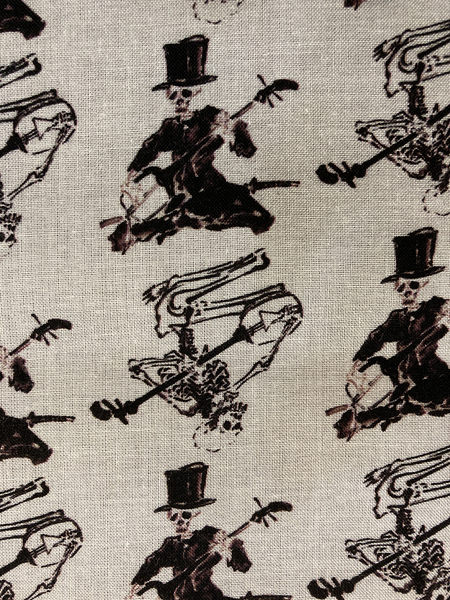 古今東西 浮世絵 手ぬぐい 河鍋暁斎 二人の三味線を弾くドクロ その2 小柄 サイズは約100cm 35cm 手拭い ハンカチ タオル