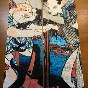 手ぬぐい 歌川国芳 浮世絵 うちわ絵　猫のすずみ 2枚セット