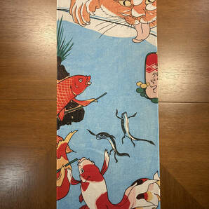 古今東西 浮世絵 手ぬぐい 歌川国芳 金魚づくし その1 猫　サイズは約90cm 35cm　手拭い ハンカチ タオル