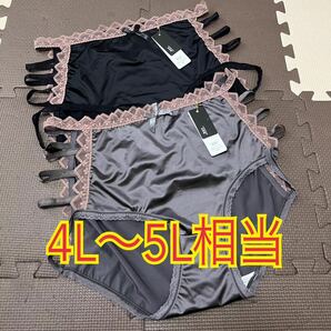 大きいサイズ4L〜5L相当　光沢ツヤ滑らか両サイドーオープン紐ショーツ2枚セット