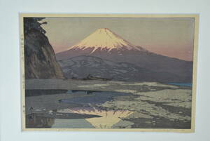  genuine work Yoshida .[ Fuji ..,. Tsu ] Mt Fuji Showa era 3 year (1928) self . woodblock print self writing brush autograph new woodcut 