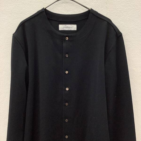 prasthana プラスターナ miner 16A/W ノーカラーシャツ ブラック 長袖 size S 79625